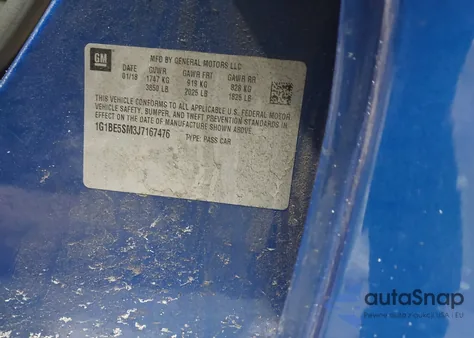 2018 Chevrolet Cruze Lt Auto z USA, uszkodzony, nr VIN 1G1BE5SM3J7167476